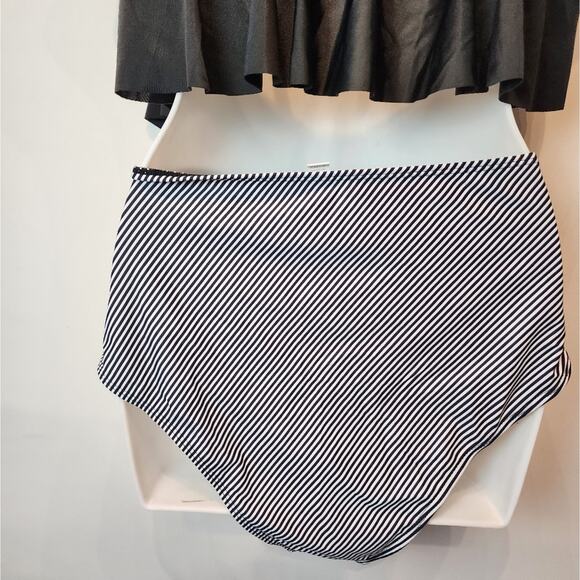 New Two Piece Swimsuit Black & White Striped Tankini 127 Slimming High Waist L - Picture 6 of 10